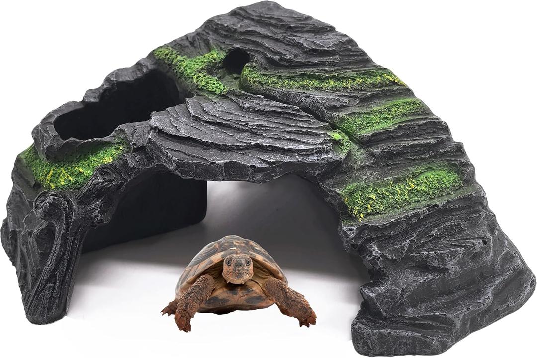M2cbridge Reptile Hideout Cave Resin Rock Hides Terrarium Habitat Decor (Floating Island)