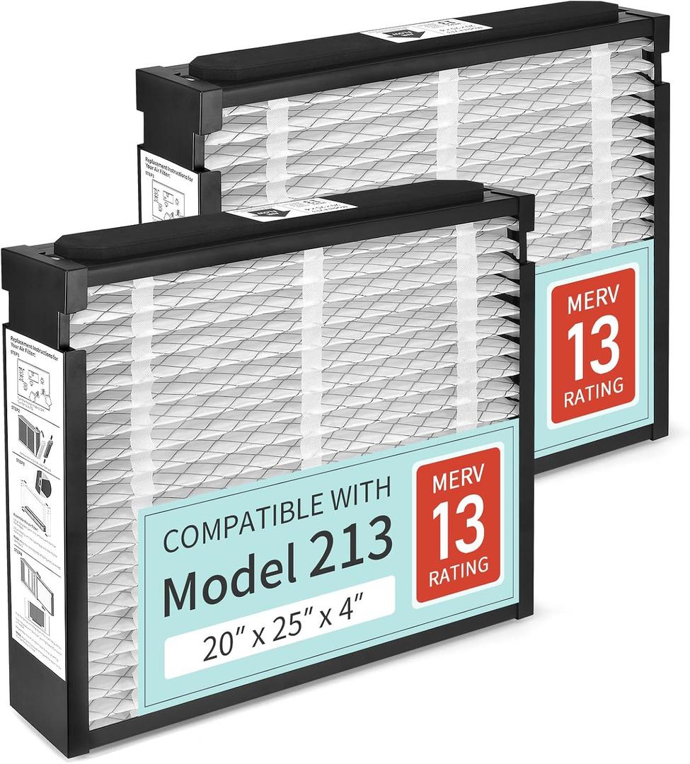 213 Replacement Filter Compatible with AprilAire Whole House Air Purifier | Model 1210 1620 2210 2216 3210 4200, Replacements for Merv 13 Whole House Furnace Filters 20x25x4, 2-Pack
