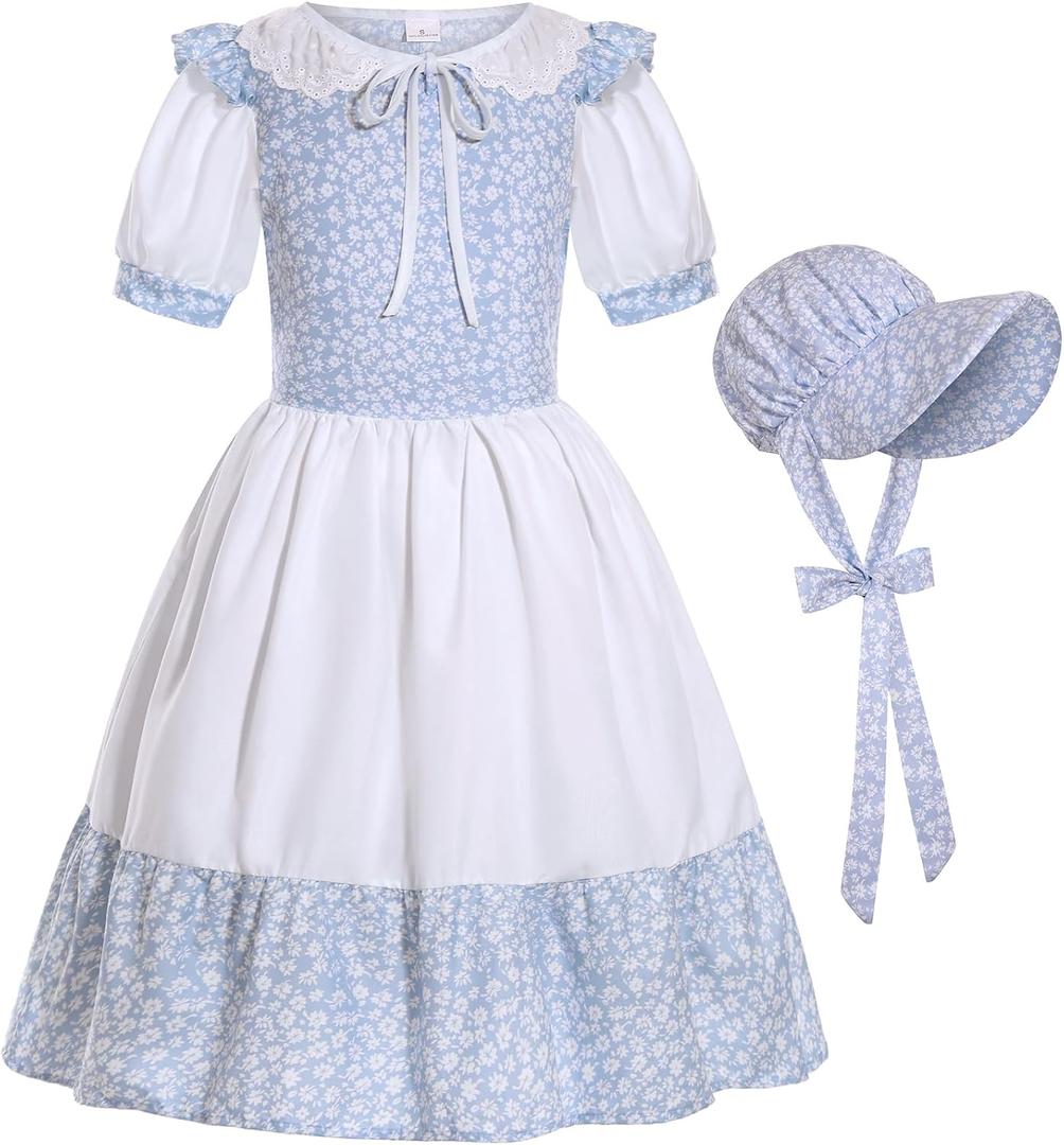 SIZGAROOT Pioneer Girl Costume Colonial Costume Girls Prairie Dress (5-6 Years)