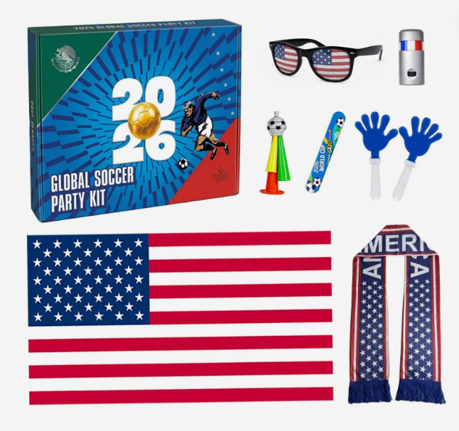 Soccer Fan Gear Set for 2026 World Tournament, USA Party Favors blue