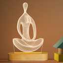 Lightzz Yoga Lamp, 3D Yoga Night Light Christmas Gifts for Women Yoga Lovers, Birthday Anniversary Ideal Gifts with USB Power Warm Color Wood Yoga Room Decor (4.3 * 7.7 in)