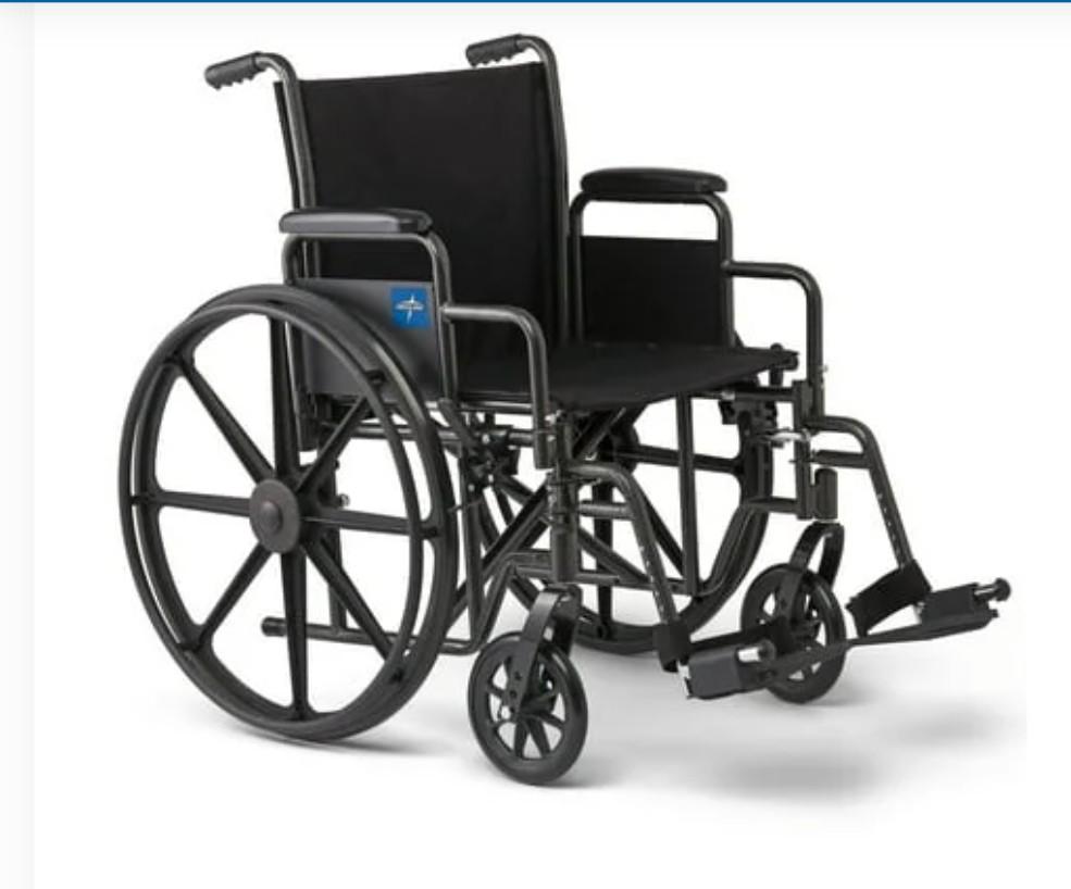 Medline - Durable Steel Wheelchair with Flip-Back 20"