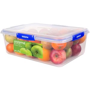 Sistema KLIP IT PLUS Food Storage Containers | 7.5 L Rectangle | Stackable & Airtight Fridge/Freezer Food Box with Lid | BPA-Free Plastic