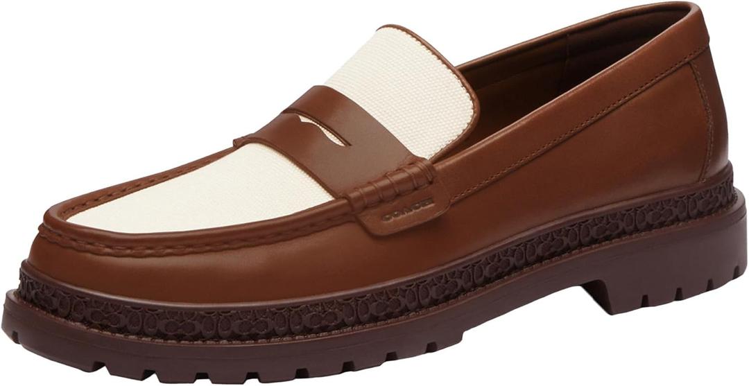 Coach Mens Cooper Canvas Loafer (7, Saddle)