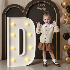 Marquee Letters 3 Feet Tall, 3FT Large Light up Letters D, Big Sign D with Warm White Light for Birthday Wedding Proposal Engagement Graduation Party Backdrop Decorations