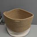 Dahey Jute Spliced Cotton Rope Plant Basket Modern Woven Storage Basket for 10.5" Floor Indoor Planter, Decorative Flower Pots Cover Laundry Bin with Handle Rustic Home Decor, White and Beige