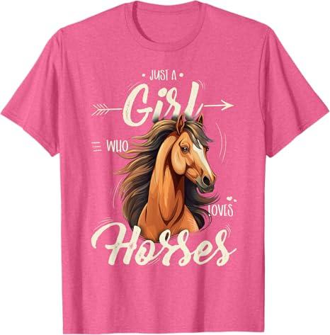 Girls Riding Shirt - Just A Girl Who Loves Horses T-Shirt Medium