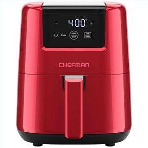 CHEFMAN 2 Qt Mini Air Fryer – Digital Space-Saving Compact Air Fryer with Nonstick and Dishwasher Safe Basket, Quick & Easy Meals in Minutes, Features Digital Timer and Shake Reminder – Red