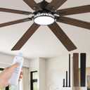 Fanbulous Modern Farmhouse 84 Inch Large Ceiling Fan, 6-Speed Reversible DC Industrial Ceiling Fans with Lights for Shop/Living Room/Covered Outdoor-Black