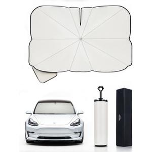 Tesla Model Y & Model 3 2025 Windshield Sun Shade Umbrella, Foldshade 2.0 Upgraded Version, Foldable UV & Heat Protection, Easy Storage, Tesla Accessories, Compatible with 2025 Model Y