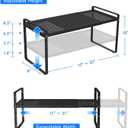 Expandable Kitchen Shelf Organizers, Kitchen Cabinet Organizer Stand Rack Organization for Countertop Cupborad Pantry Spice Rack, Black 1 Pack