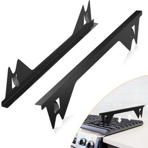 Stove Gap Covers Stainless Steel -Length 23.4" Width 0.79",Stove Gap Filler, Oven Gap Filler, Oven Side Gap Filler, Range Trim Kit, Heat Resistant and Easy to Clean, Black (2PCS)