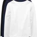 The Children's Place baby girls And Toddler Short Sleeve Basic Layering T-shirt T Shirt, Black/ Tidal/ White 3 Pack, 3T US