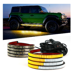 Emergency Strobe Lights Strip 2PCS 70 Inch Amber White 864 LED Running Board Lights Bar Waterproof Flashing Warning Hazard Safety Side Light for Truck Construction car Pickup Snow Plow