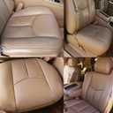 SecosAutoparts Driver & Passenger Bottom & Top Lean Back & Foam Cushion Replacement Leather Seat Covers Tan# 522 Compatible with Chevy Tahoe Suburban Silverado Avalanche Sierra 2003 2004 2005 2006