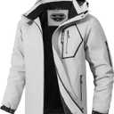 Men's Ski Jacket Winter Warm Snow Coat Waterproof Windbreaker Hooded Work Outerwear Snowboarding Jackets (XX-Large, Light Gray)