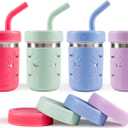 Pandaloo® Smoothie Cups for Kids - Stainless Steel Toddler Tumbler with Straw, Spill-Proof Sippy Cup for Smoothies - BPA-Free, Leak-Proof Lid, Toddler Snack Cups, 10 oz