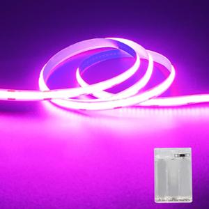 ZSLAIFU Battery Powered LED Strip Lights, 3.3FT COB LED Strip Light, Battery Operated LED Lights, Pink LED Strip Lights Battery Powered for Closet, Cabinet, Shelf, Kitchen, DIY Lighting