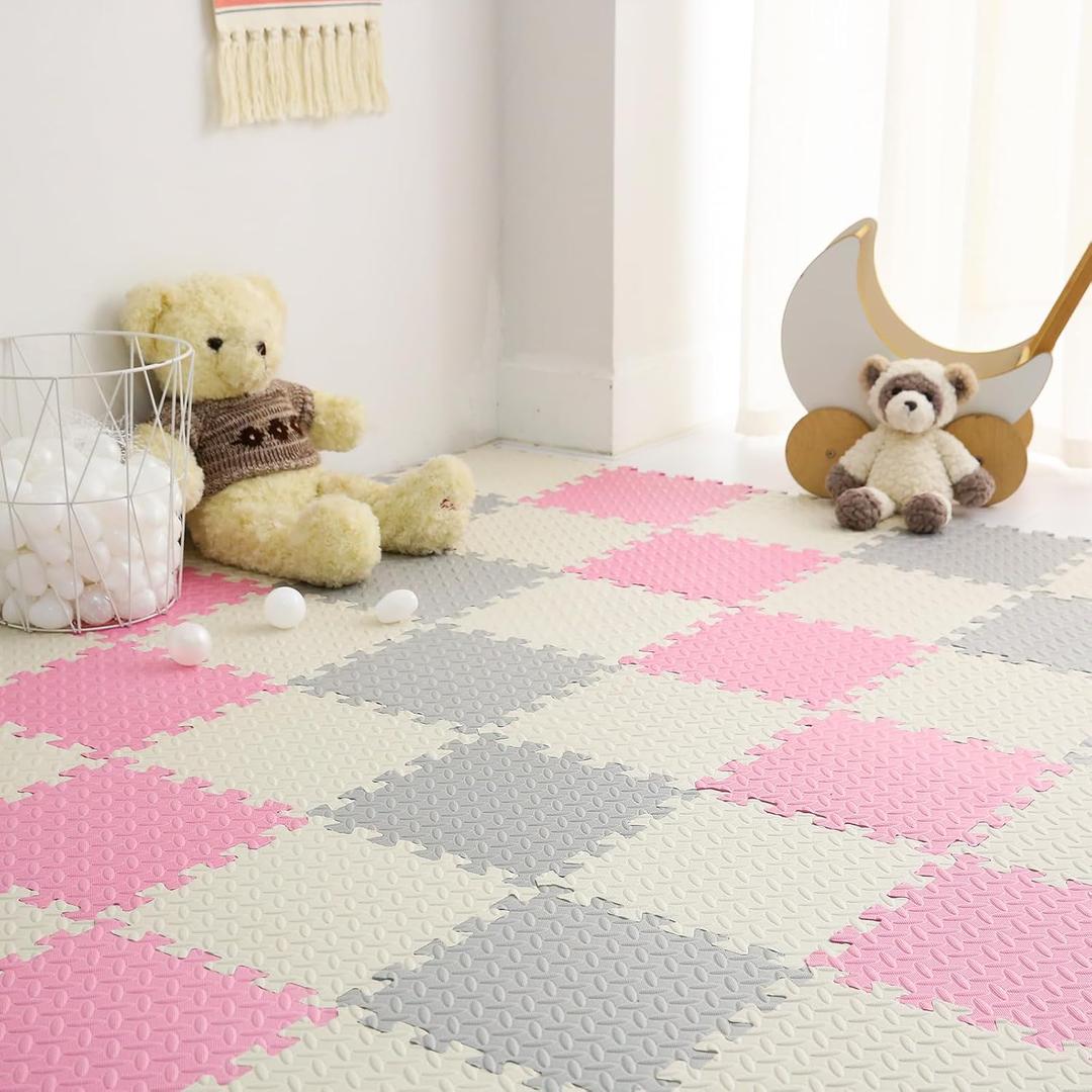 36 Tiles Foam Play Mat, Non-Toxic Square Foam Floor Tiles for Kids