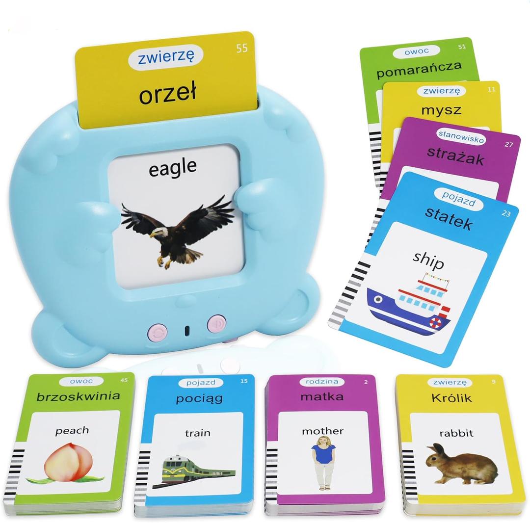 MAYAPHILOS 224 Sight Words Polish and English Talking Flash Cards Fun Polish Language Learning Toys for Kids, Learn Polish for Toddlers Sensory Preschool Educational Birthday Gifts