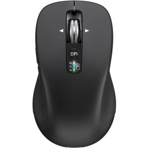 Wireless Bluetooth Mouse (USB + BT1 + BT2), Full Size, 4-Way Scrolling, Multi-Device Silent Mouse for Computer, Laptop, iPad, MacBook (Black)