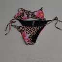 ZAFUL Women's Triangle Bikini Floral String Bikini Set Two Piece Swimsuit Bathing Suits (X-Large, 2-leopard Light Brown)