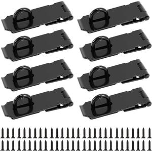 JOIKIT 8 Pack 4 Inch Black Stainless Steel Door Locks Hasp Latch, Padlock Hasp for Door Gate