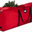ZOBER 600D Oxford Fabric Large Christmas Tree Storage Bag - Fits 9 Ft Artificial Trees - Tear Proof Waterproof Christmas Tree Bag For Storage Box For Xmas - Strong, Durable Handles - Card Slot - Red