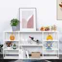 63 Inch Metal Console Table with 8 Storage Shelves,Extra Long Entryway Table,Narrow Sofa Table,Hallway Table for Entrances to Corridor, Foyer,Living Room (White, 62.9911.8131.5)