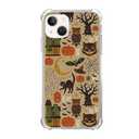 Qivtpjkrin Vintage Halloween Design Phone Case for iPhone 14 Plus, Hippie Cat Skull Pumpkin Pattern Cover for Girls Boys for iPhone 14 Plus, Unique Trendy TPU Bumper Cover Case