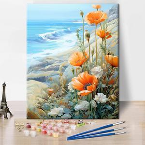 TUMOVO Paint by Number for AduIts Beginner FIowesr Paint Numbers Kits Poppies and Daisies Adult Paint by Number Sea View Adult Paint by Numbers Kits DIY Painting Kits Gift, 16 x20 Inch