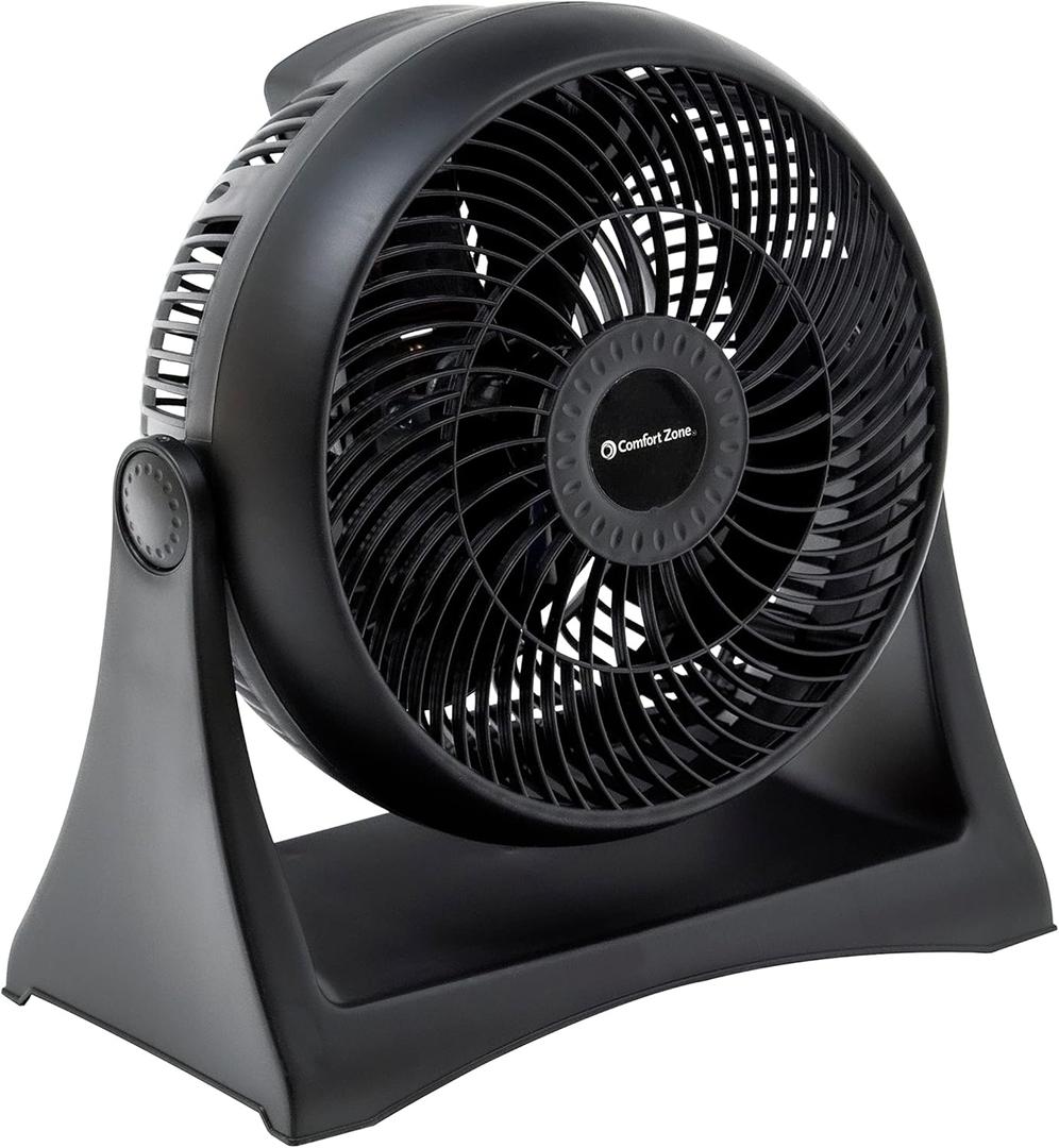 Comfort Zone 8-Inch Table Fan with 3-Speed Settings, Wall Mountable Personal Fan with 180 Adjustable Tilt, Electric Desk or Tabletop Fan for Home, Bedroom, or Office
