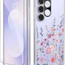 GVIEWIN for Samsung Galaxy S25 FE Case, with Screen & Camera Lens Protector, [Military-Grade Protection][Non Yellowing] Clear Floral Shockproof Protective Case for Women (Floratopia/Colorful)