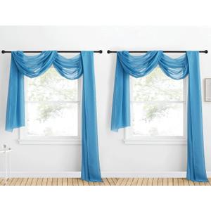 NICETOWN Voile Sheer Scarf for Windows - Luxury Decorative Fresh Color Valance Topper Chic Voile Sheer Drape for Beach House (Pool Blue, 1-Pack, W60 x L216)