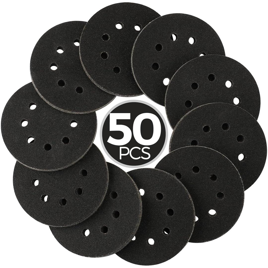 50PCS 5 inch Wet Dry Sanding Discs 1000/1200/2000/3000/5000 Grit, Silicon Carbide Orbital Sander Hook and Loop Sandpaper, Best for Metal, Automotive Sanding