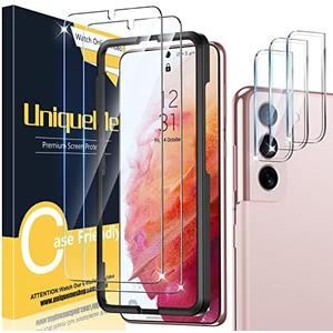 UniqueMe [2+3 Pack Compatible with Samsung Galaxy S21 5G - 6.2 inch Tempered Glass + Camera Lens Protector Screen Protector with Easy Installation Frame[9H Hardness][Not for Samsung S21 Plus]
