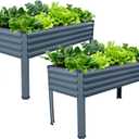 Vengarus Galvanized Raised Garden Bed Outdoor with Legs,481830in Metal Elevated Raised Planter Box for Backyard, Patio, Balcony, 300lb Capacity, Grey(2PCS)