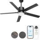 Modern 42Inch Ceiling Fan with Remote Control, Energy-Efficient LED Light, Reversible DC Motor for Indoor/Outdoor Use, Black and Dark Walnut