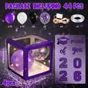 Jerify 44 PCS Graduation 2026 Box Decorations with Balloon & LED Light Strings - Congrats Grad Proud of You Balloon Boxes Party Supplies for Class of 2026 School College Decor(Purple)
