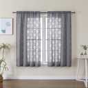Lecloud Wasa Charcoal Grey Sheer Curtains 63 Inch Length 2 Panels, Classic Solid Jacquard Textured Bedroom Curtains, Light Filtering & Lightweight Gauzy Window Curtain for Living Room, 42 W x 63 L