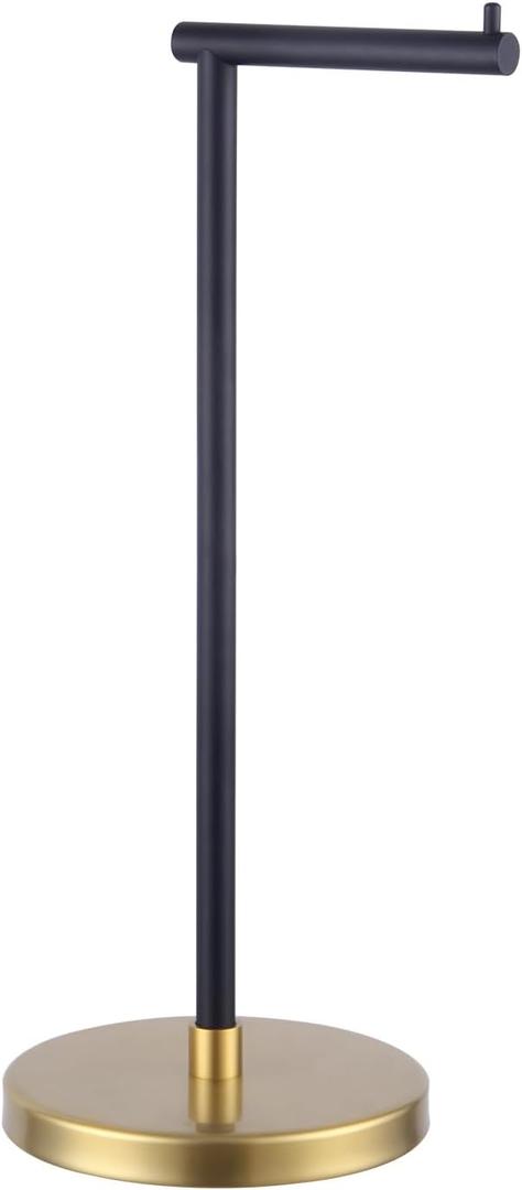 GERZWY Bathroom Toilet Paper Holder SUS 304 Stainless Steel Stand Modern Paper Towel Holder Free Standing for Countertop (Black & Gold) DZY002-BD, Missing Pieces