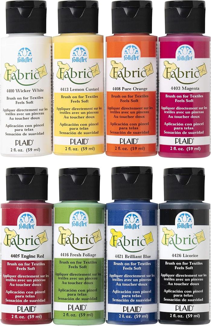 FolkArt Brush on Fabric Acrylic Paint Beginner Set (2-Ounce),