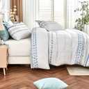 SLEEPBELLA Luxury 600 Thread Count Cotton Sateen King Size Duvet Cover Set, Buttery Soft & Silky Breathable Bedding, Blue & White Quilt Cover with Button Closure