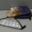 3 - Piece Purple and Gold Splash Patterned Oven Mitts and Pot Holders Set, Heat Resistant Non-Slip Modern Abstract Art Purple Kitchen Gloves for Cooking Baking Grilling, Gifts for Women, Home Decor