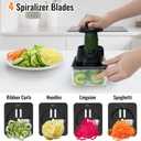 12 Blade All-in-1 Vegetable Chopper Mandoline Slicer with Container, Spiralizer with Containers, Food Chopper, Onion Chopper, Veggie Cutter for Salad, Kitchen Gadgets Accessories Essentials, White