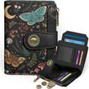 Icycay Butterfly Small Wallet Women RFID Blocking Bifold, Credit Card Holder, Zipper Coin Pocket, PU Leather, Compact, Travel, 4 ID Window, 14 Card Slots, Cash Purse, Ladies Woman Female Girls