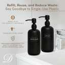 Black Plastic Bottle | Refillable Wall Mount Liquid Soap Dispenser with No Drill Brackets | 16 oz Hand Soap and Lotion for Every Bathroom | Two Bottles (Black Set 2)