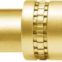 Warm Gold Curtain Rod for Windows 48 to 84 Inch, 1 Inch Diameter Heavy Duty Adjustable Curtain Rod with Boho Finials - for Living Room & Bedroom (36-88")
