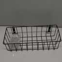 Farmhouse Metal Wire Bin Basket with Wall Mount - Small,Portable Hanging Wall Basket, Rustic Home Storage Organizer for Cabinets, Pantry, Closets, Bathroom, Kitchen,Bedroom(Black Black Storage Rack