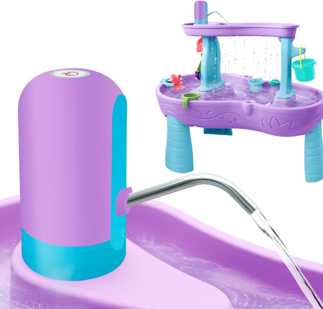 Intoypad Water Table Pump, Battery Powered Water Pump for Kids 3 Hours Non-Stop Fun Summer Outdoor Water Play Table Accessories for Step2 Water Table Toys for Kids Toddlers Purple